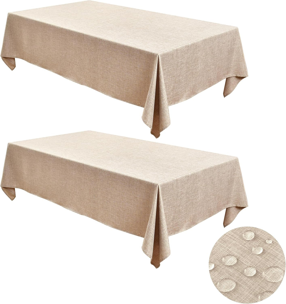 Fitable Faux Linen Tablecloths for Rectangle Tables: Water & Stain Resistant Farmhouse Table Cloth