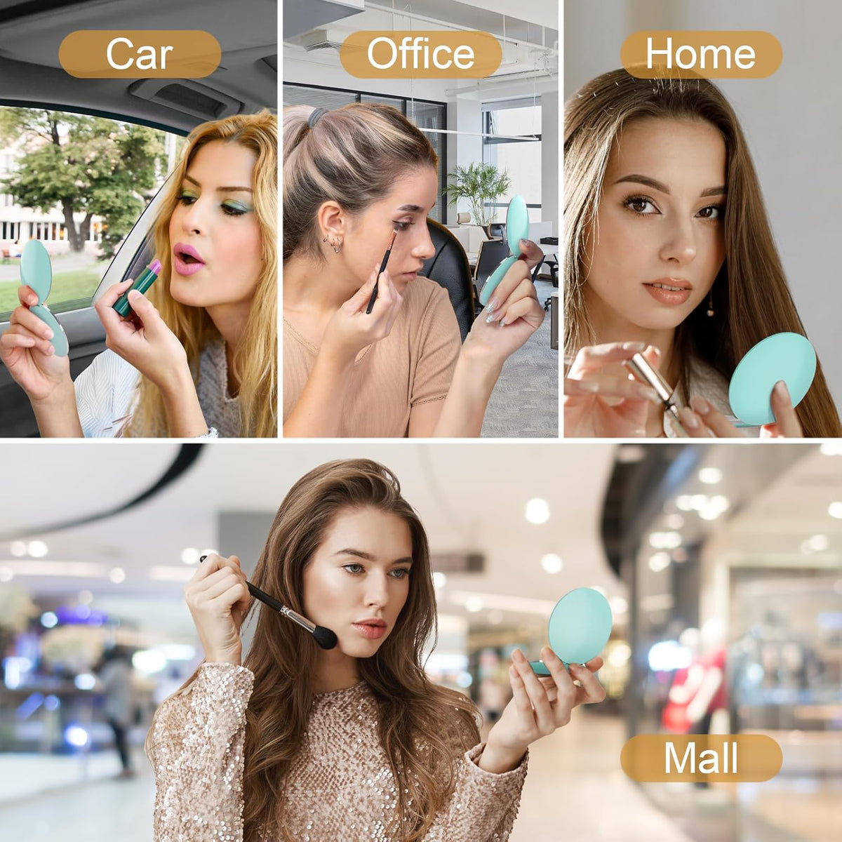 Compact Mirror with Light, 1X/3X Magnification LED Pocket Mirror with USB Data Cable,Mini Mirror