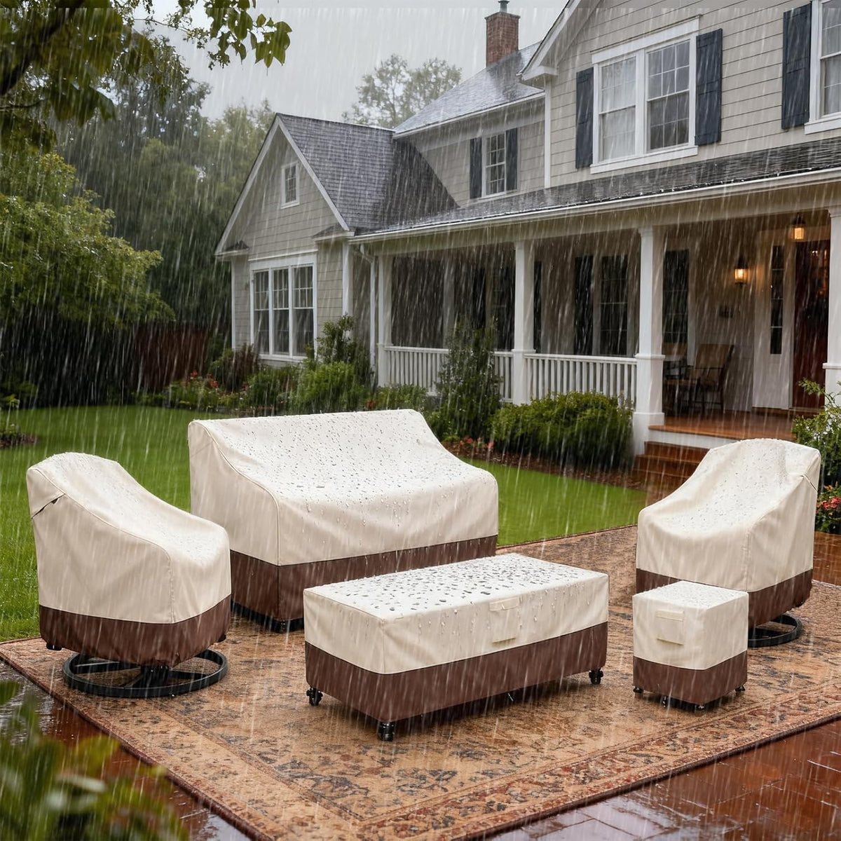 Okcool Heavy Duty Patio Sofa Cover, 100% Waterproof 3-Seater Outdoor Sofa Cover Fits up to 79W x