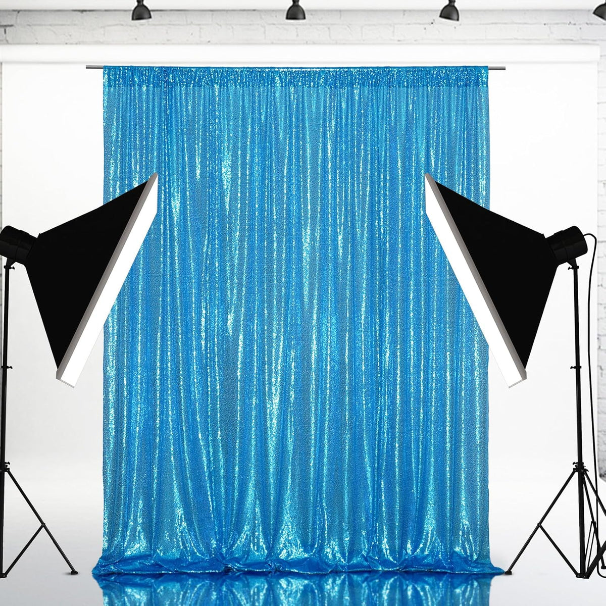 Eternal Beauty Turquoise Sequin Backdrop, 10x10 Ft Glitter Background Curtains for Shimmer