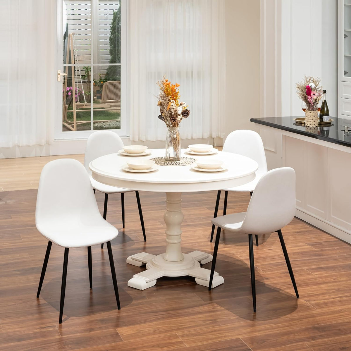 Homy Casa Dining Chairs Set of 4, Mid Century Modern Style Chairs Armless Accent Side Chairs for