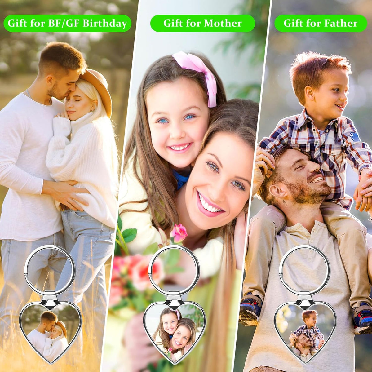 Double Side Custom Keychain with Picture Personalized Engraving Photo Text Customized Gifts for Men