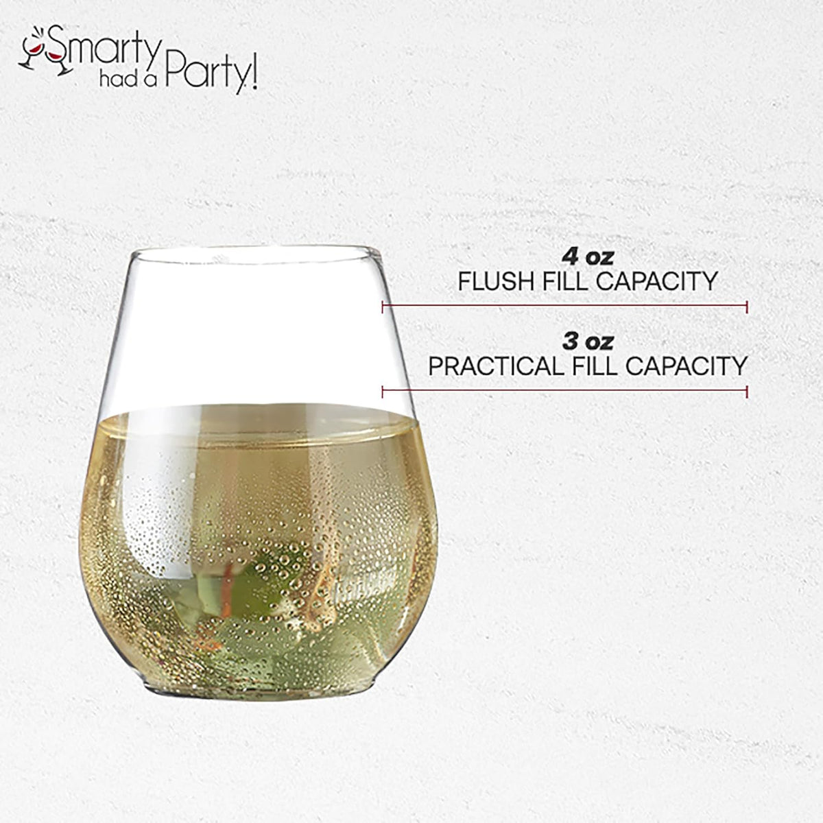 Smarty Had A Party 4 oz Clear Stemless Plastic Mini Goblets, Unbreakable Disposable Wine Goblets