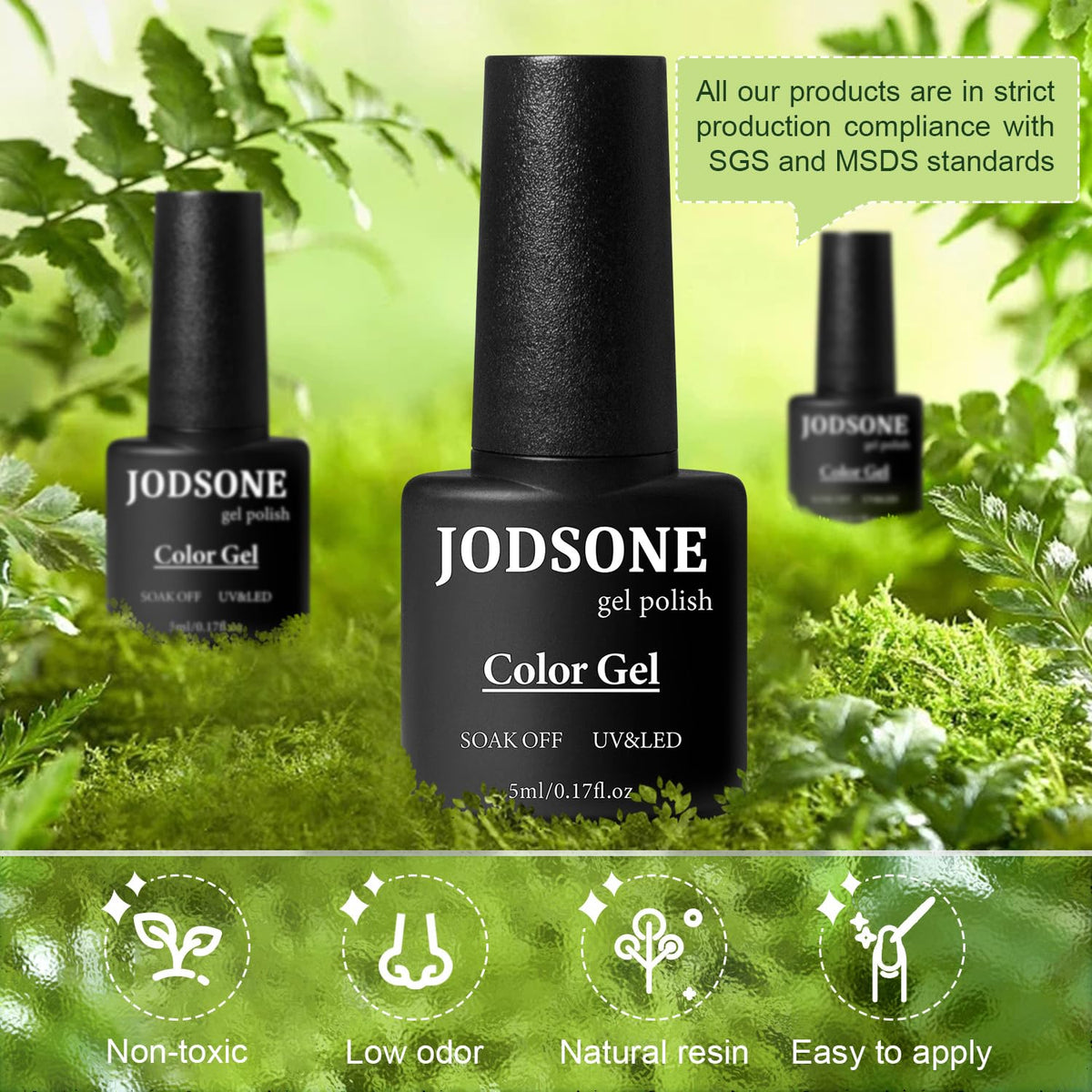 JODSONE 60 PCS Gel Nail Polish Kit with U V Light 55 Colors No Wipe Beautiful Colors Nail Gel