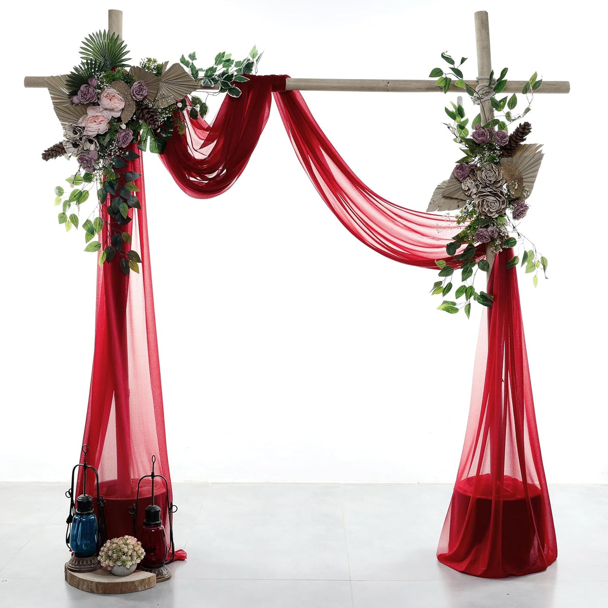 VDS Pack of 2 Panel (30 Inch X 100 Feet) Wedding Arch Draping Fabric Sheer Chiffon Fabric Drapery