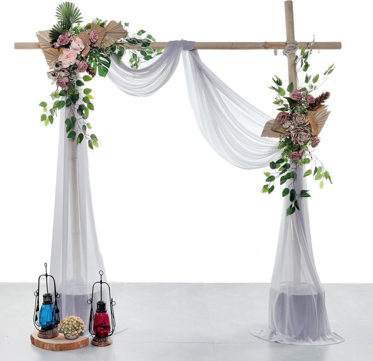 VDS Pack of 2 Panel (30 Inch X 50 Feet) Wedding Arch Draping Fabric Sheer Chiffon Fabric Drapery