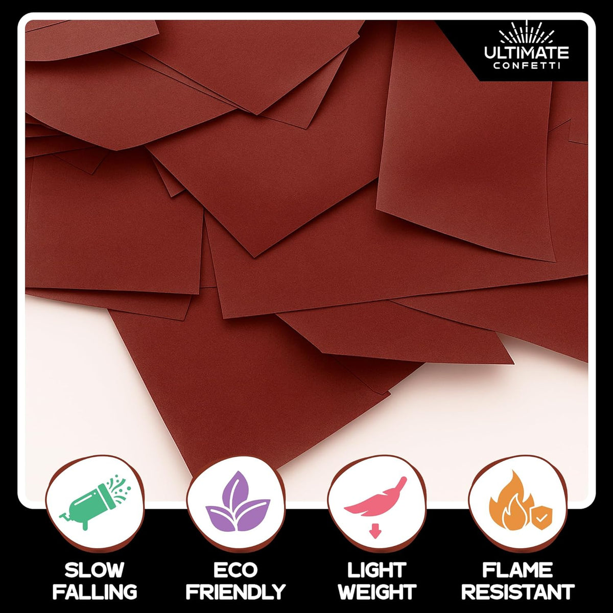 Rectangular Biodegradable Confetti - Maroon Fluttering Tissue Paper Confetti for Cannon and