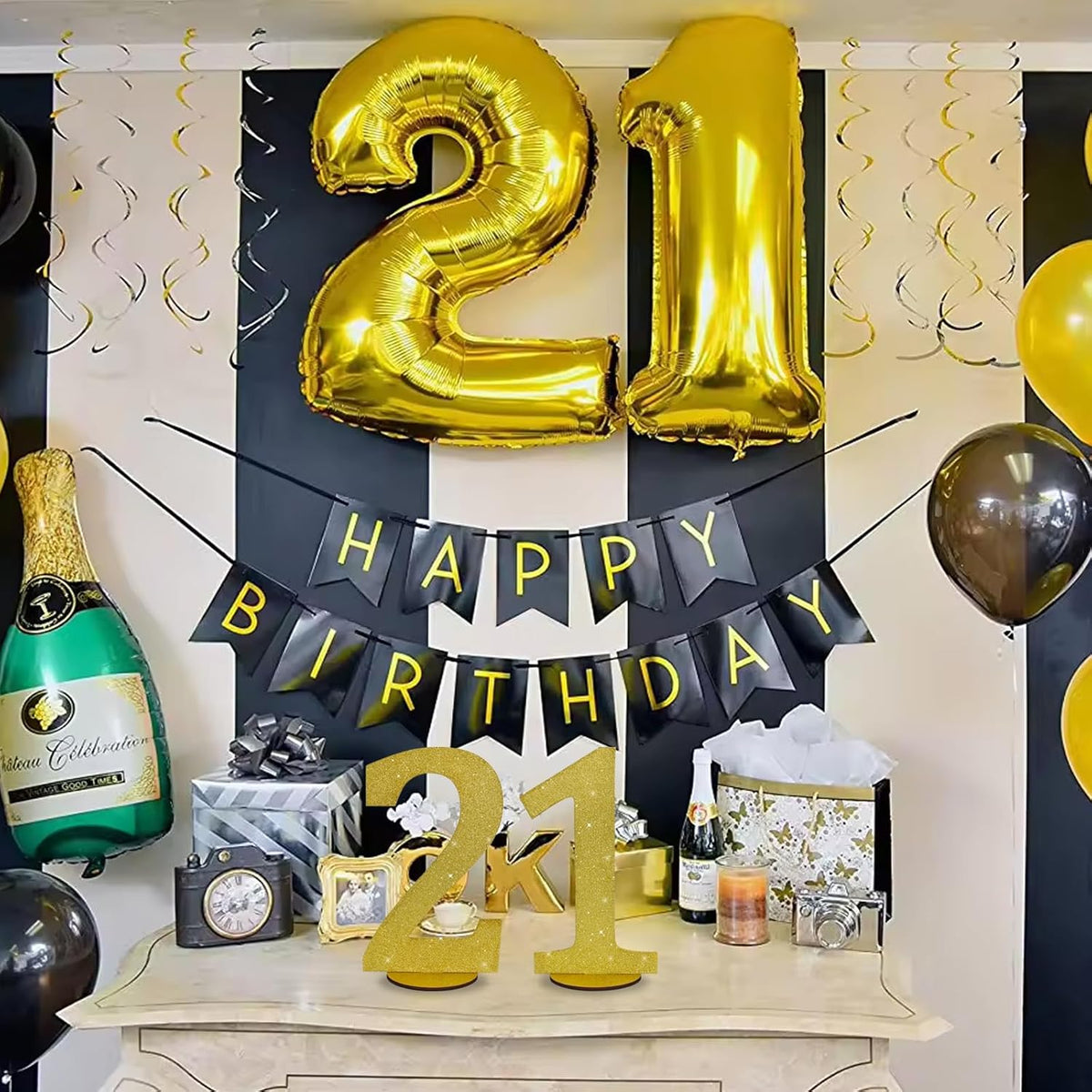 TONIFUL 11.8 Inch Gold Glitter Numbers Table Centerpieces 0-9 Birthday Party Decorations,Shining