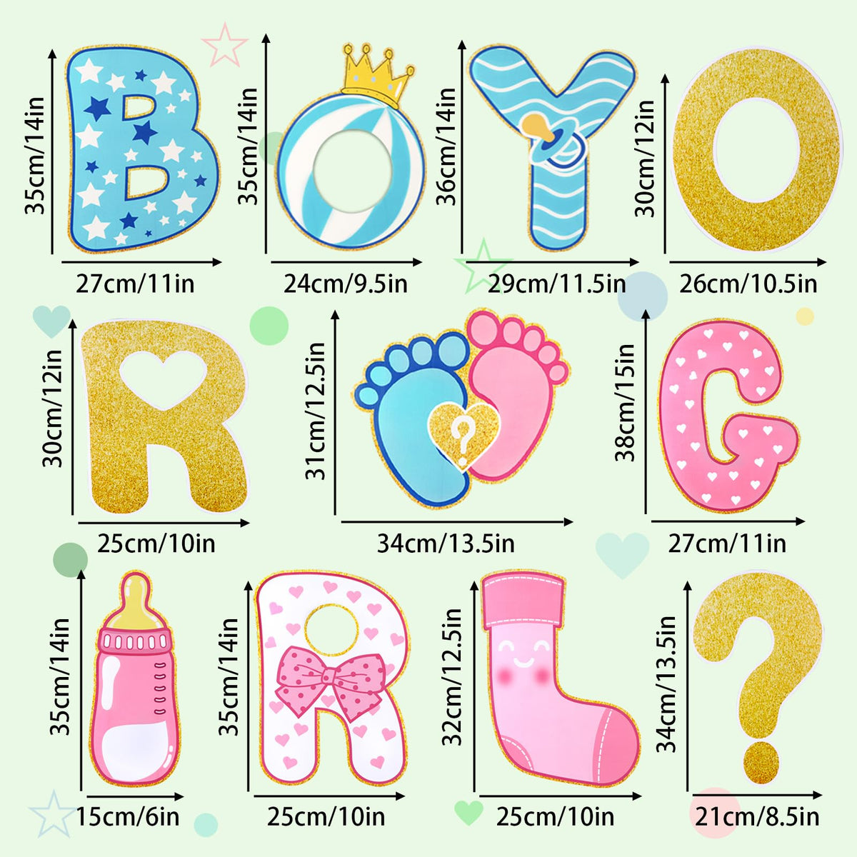 AerWo 11 Pcs Gender Reveal Decorations Baby Shower Yard Signs with Stakes,Baby Gender Reveal Ideas