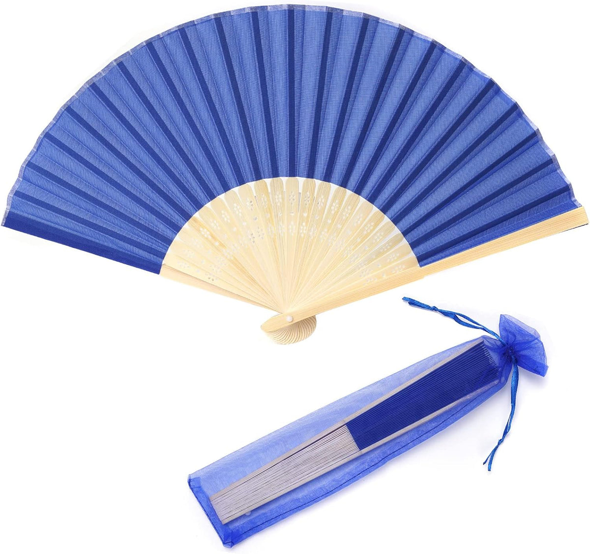 24pcs Imitated Silk Hand Fan Imitated Silk Fabric Bamboo Handheld Folded Fan Bridal Dancing Props