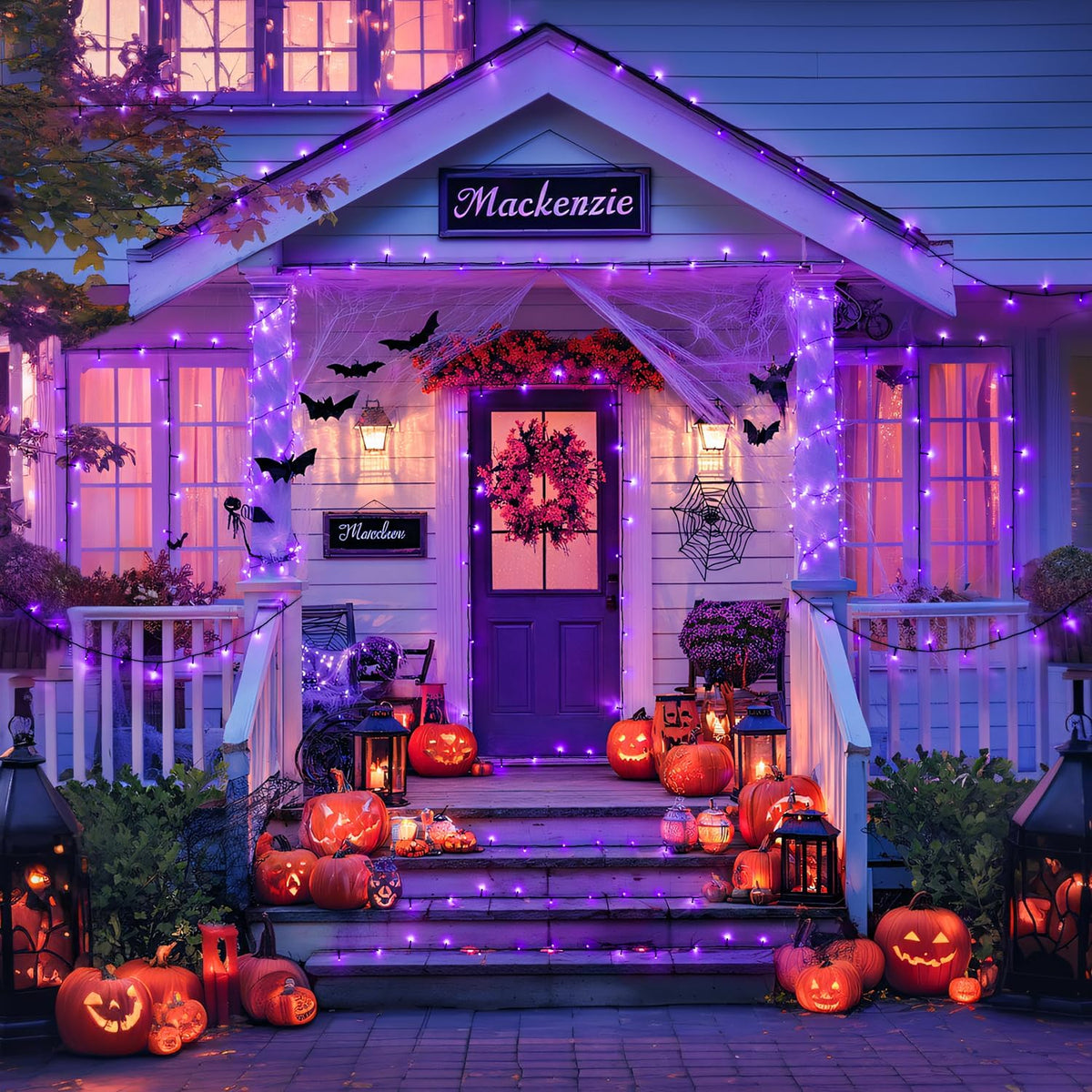 JMEXSUSS Purple Solar Lights Outdoor Waterproof, 2 Pack 100 LED Solar Halloween Lights, Purple