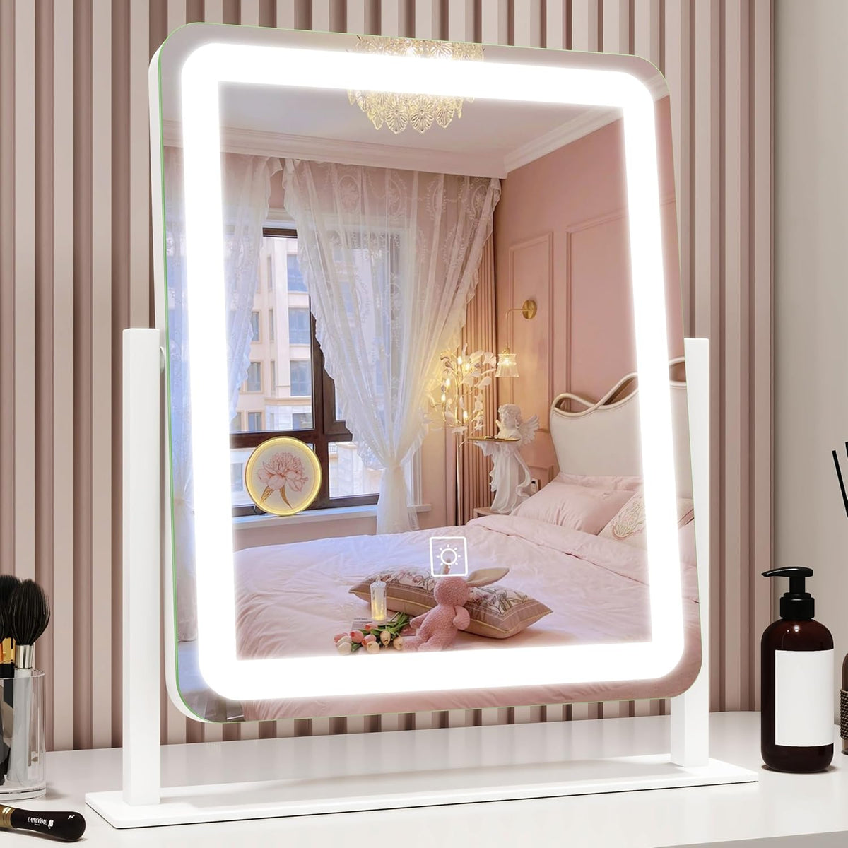 Vanity Mirror with Lights, 12.6"×15" LED Makeup Mirror, Lighted Makeup Mirror with Lights, Smart
