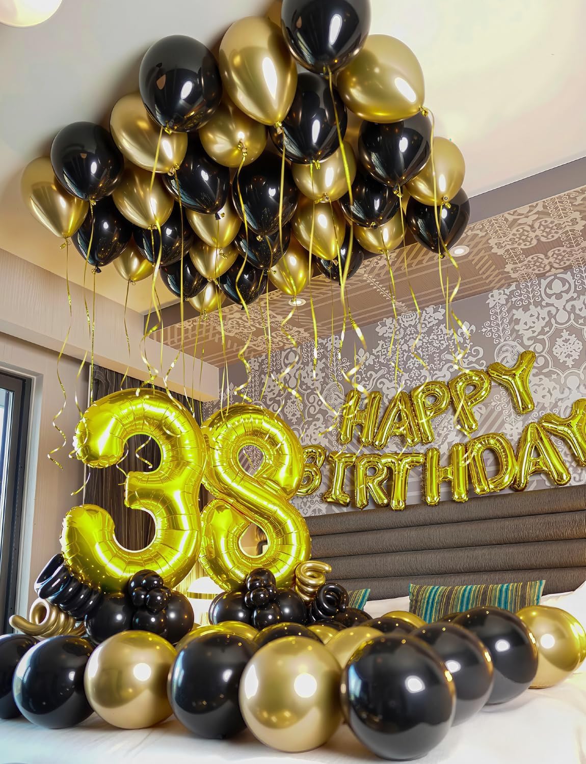 Black and Gold Balloons - 50PCS 12 Inch Metallic Gold Balloons Confetti Balloon Thickened Latex