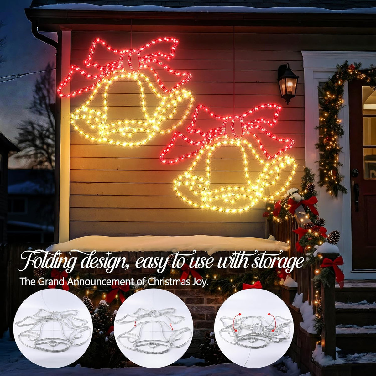 Christmas 33'' Large Bell Lights Decoration - 297LED Outdoor Waterproof Christmas Lights Large Bell