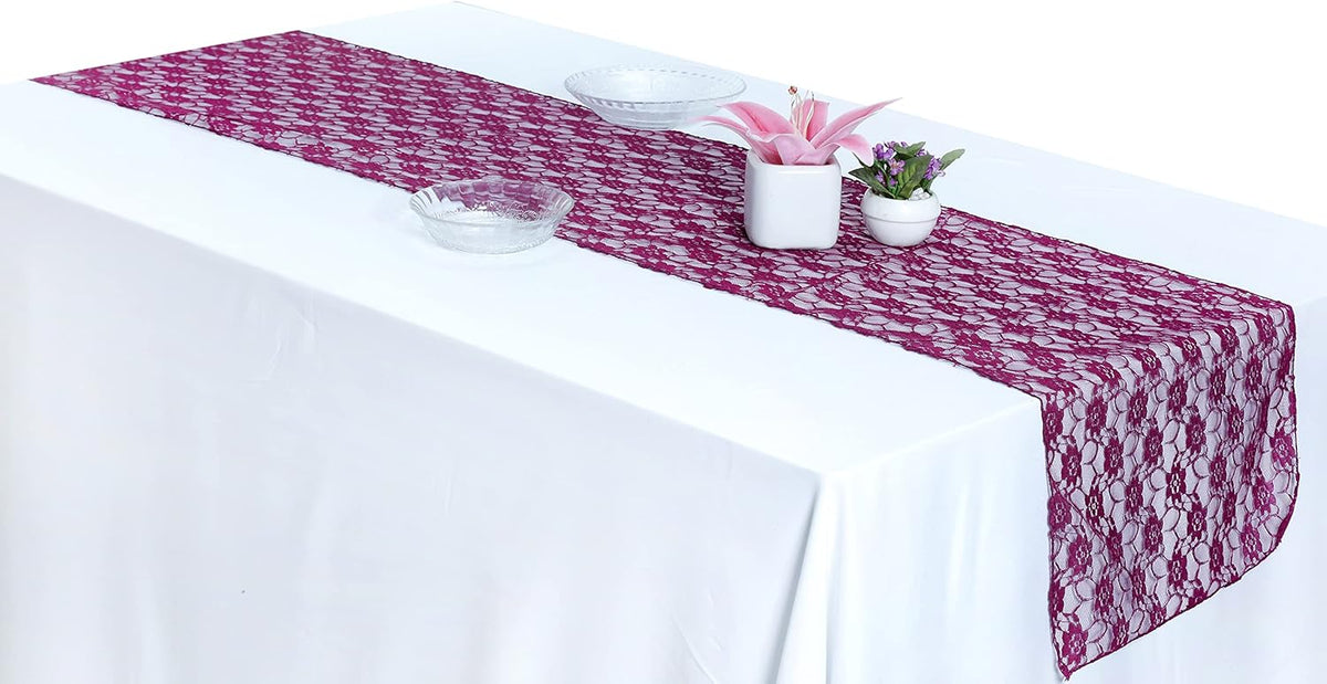 MDS Pack of 20 Wedding 12 x 108 inches Lace Table Runner for Wedding, Decorations for Birthday