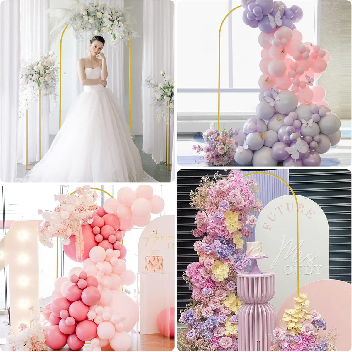 Wokceer 6 FT Wedding Arch Backdrop Stand and White Arch Cover Metal Arch Stand with Arch Stand