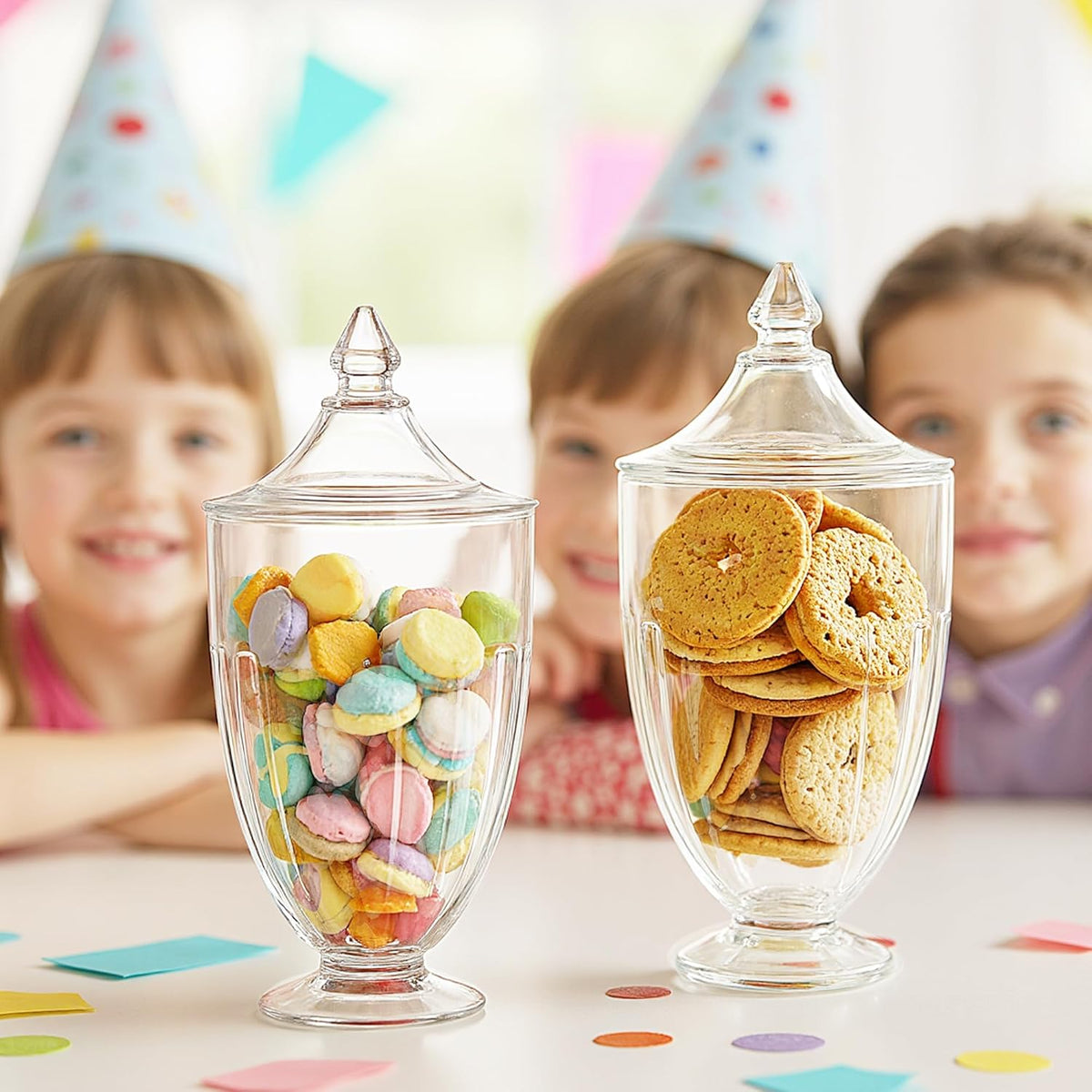 ZEERSHEE 2 Pack 26oz Glass Candy Jars with Lids Clear Decorative Storage Jar for Candy Cookies