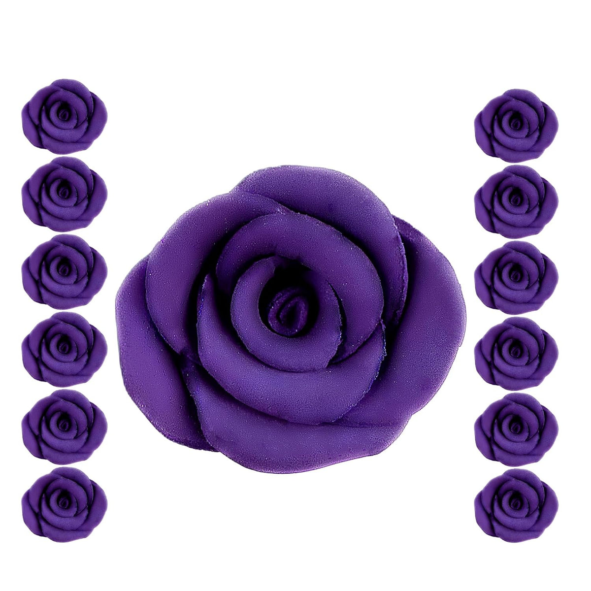 Confect Edible Rose Topper -Edible True Purple Rose Toppers for Cake & Cupcake - Edible Roses for
