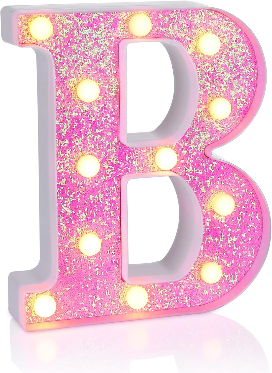 Foaky Pink Light up Letters，Pink Party Decorations,Girls Room Decor,Glitter Light Up