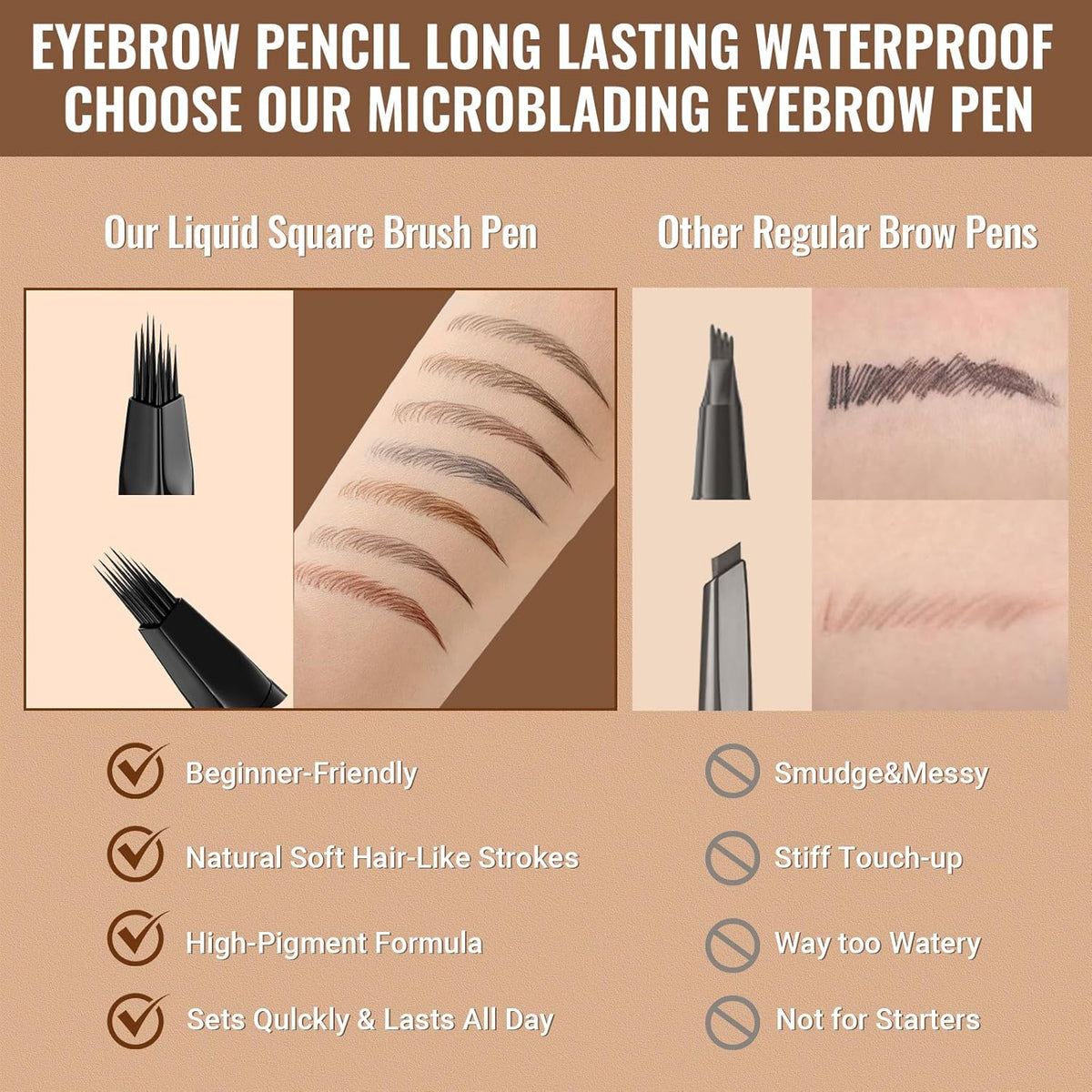 iMethod Eyebrow Pen - Eyebrow Pencil,2-in-1 Eyeliner Dual-Ended Microblading Eyebrow Pencil Long