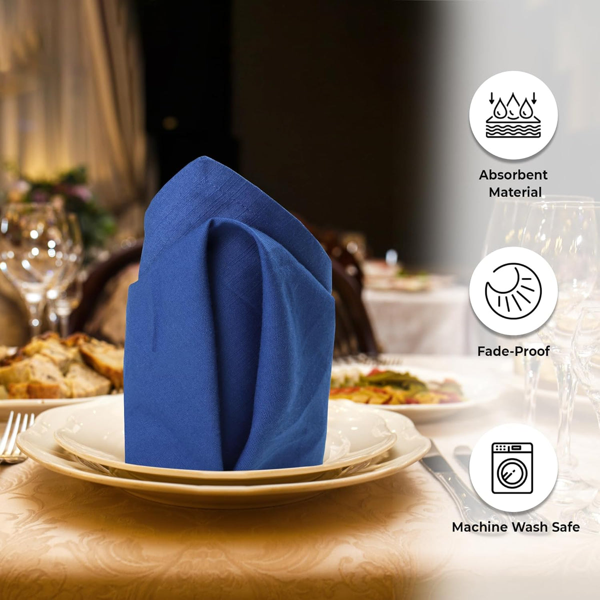 Urban Villa Cloth Napkins 100% Cotton Slub Absorbent Dinner Napkins (Set of 12) Oversized 20x20