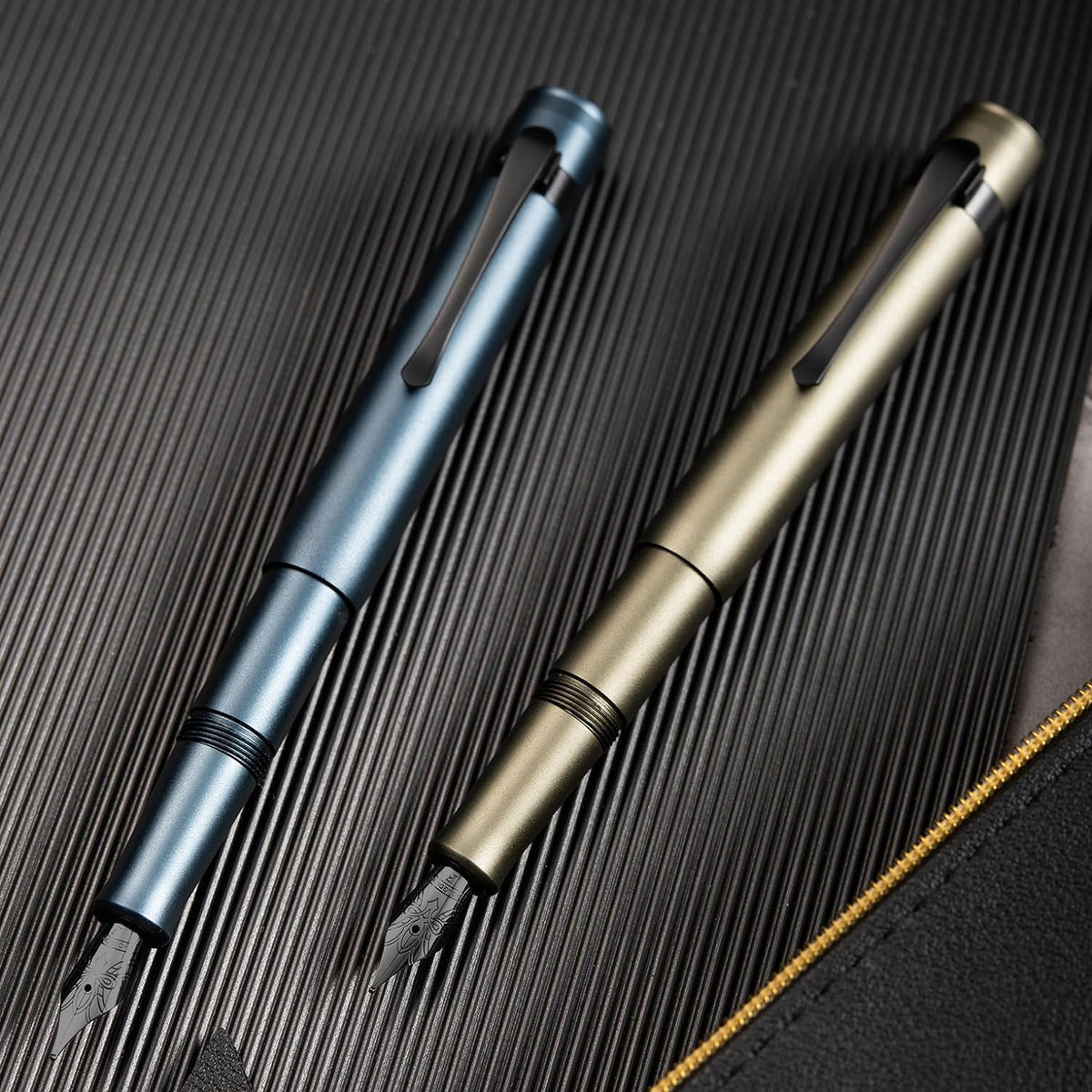 Hongdian M2 Black Forest Mini Fountain Pen, Fine Soft Nib & Sleek Shape Aluminium Short Pocket