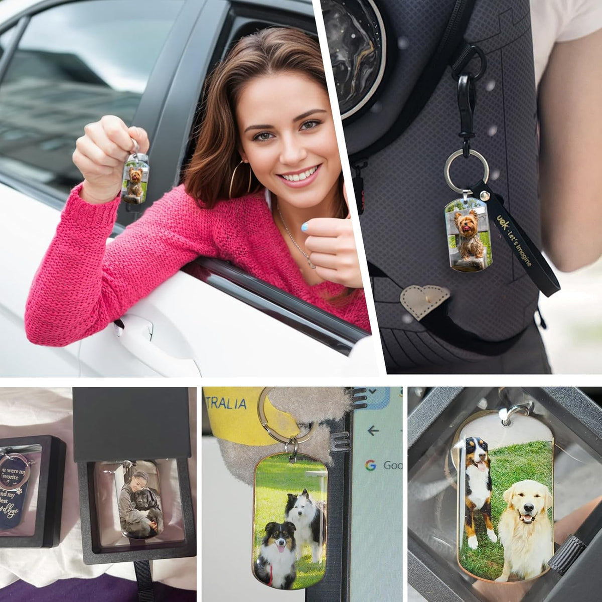 Funnylife Personalized Dog Memorial Photo Keychain Stainless Steel Custom Pet Memory Keychain Loss