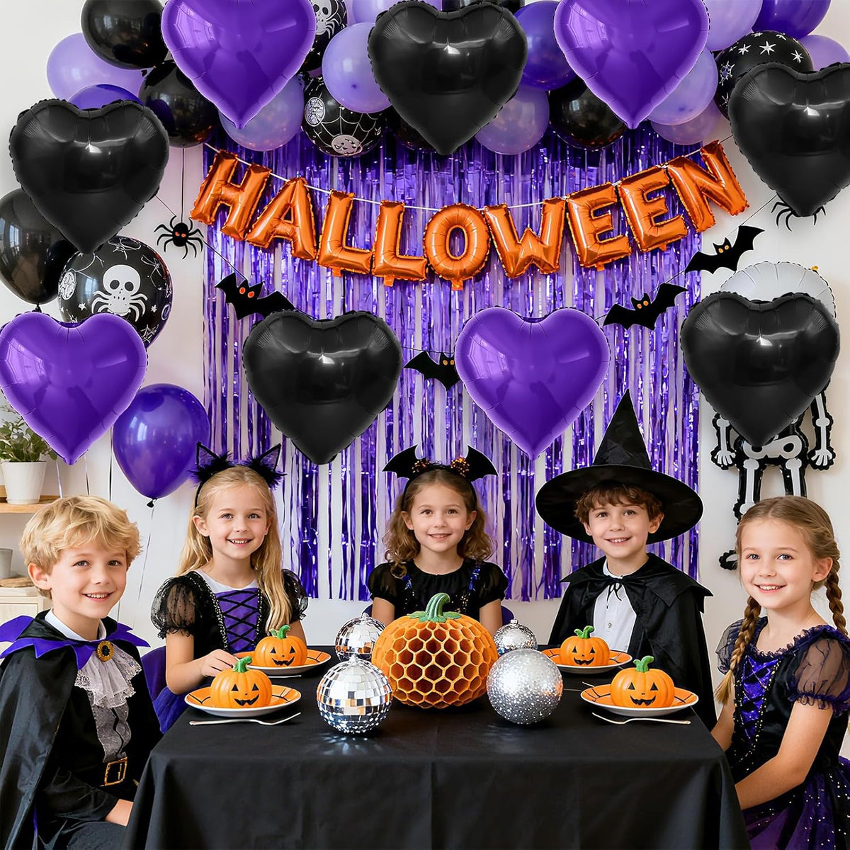 Purple Black Heart Balloons, 18 Inch Purple and Black Heart Foil Shape Balloon, 12PCS Large Love