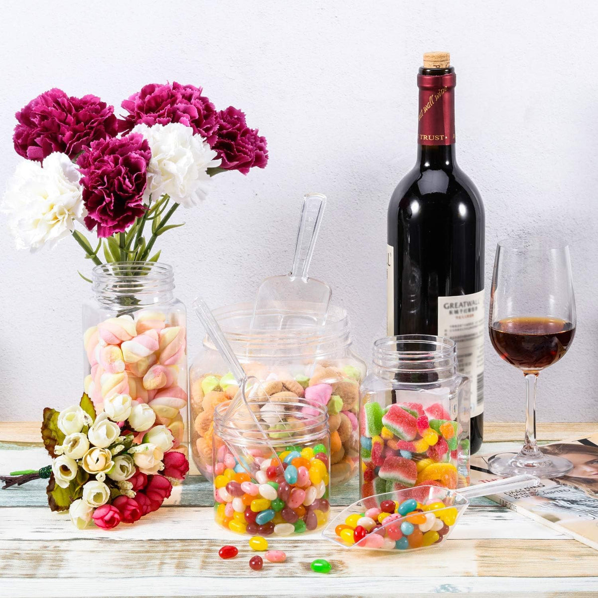 Hestya 8 Pcs Christmas Multi Purpose Clear Plastic Scoops for Candy Buffet Acrylic Kitchen Ice Food
