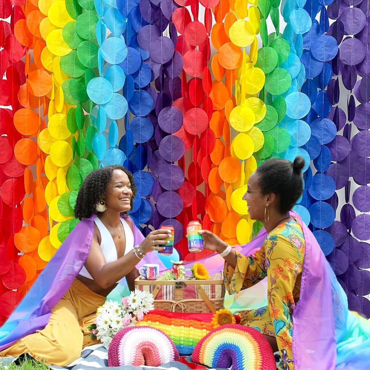 205Ft Rainbow Party Decorations Big Polka Dots Tissue Paper Backdrop Streamer Colorful Circle Dots