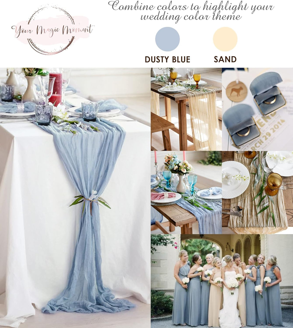 Dusty Blue Cheesecloth Table Runner 141 in Long, Blue Gauze Table Runner, Cheese Cloth for Wedding