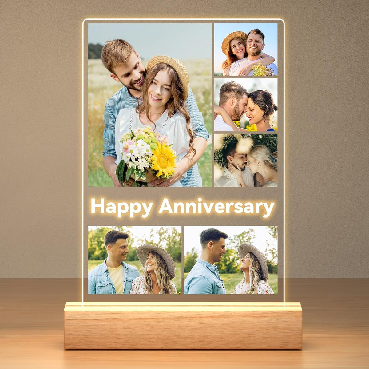 Custom Picture Frames with Photos, Personalized Photo Frame with Night Light, Customized Gifts for