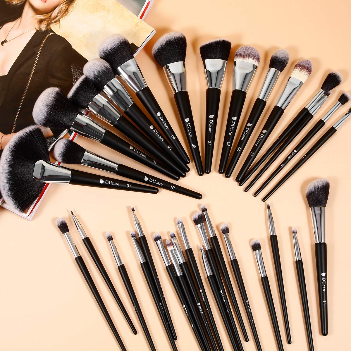 DUcare Makeup Brushes Set Professional 32Pcs Make up Brushes Premium Synthetic Kabuki Foundation