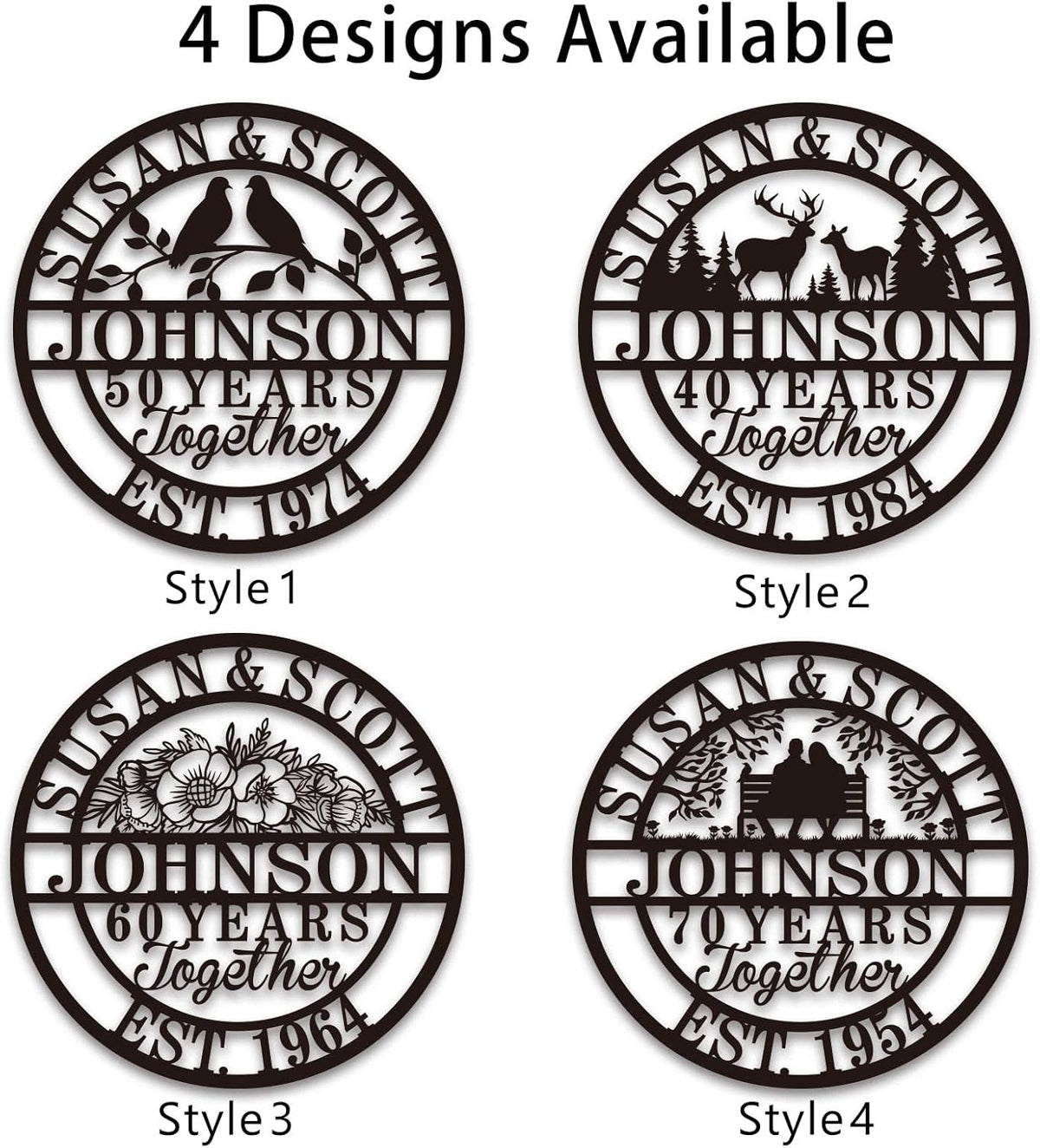 Custom 50th/40th/60th/70th/30th/1-99 Years Wedding Anniversary Sign Gifts for Couples Parents