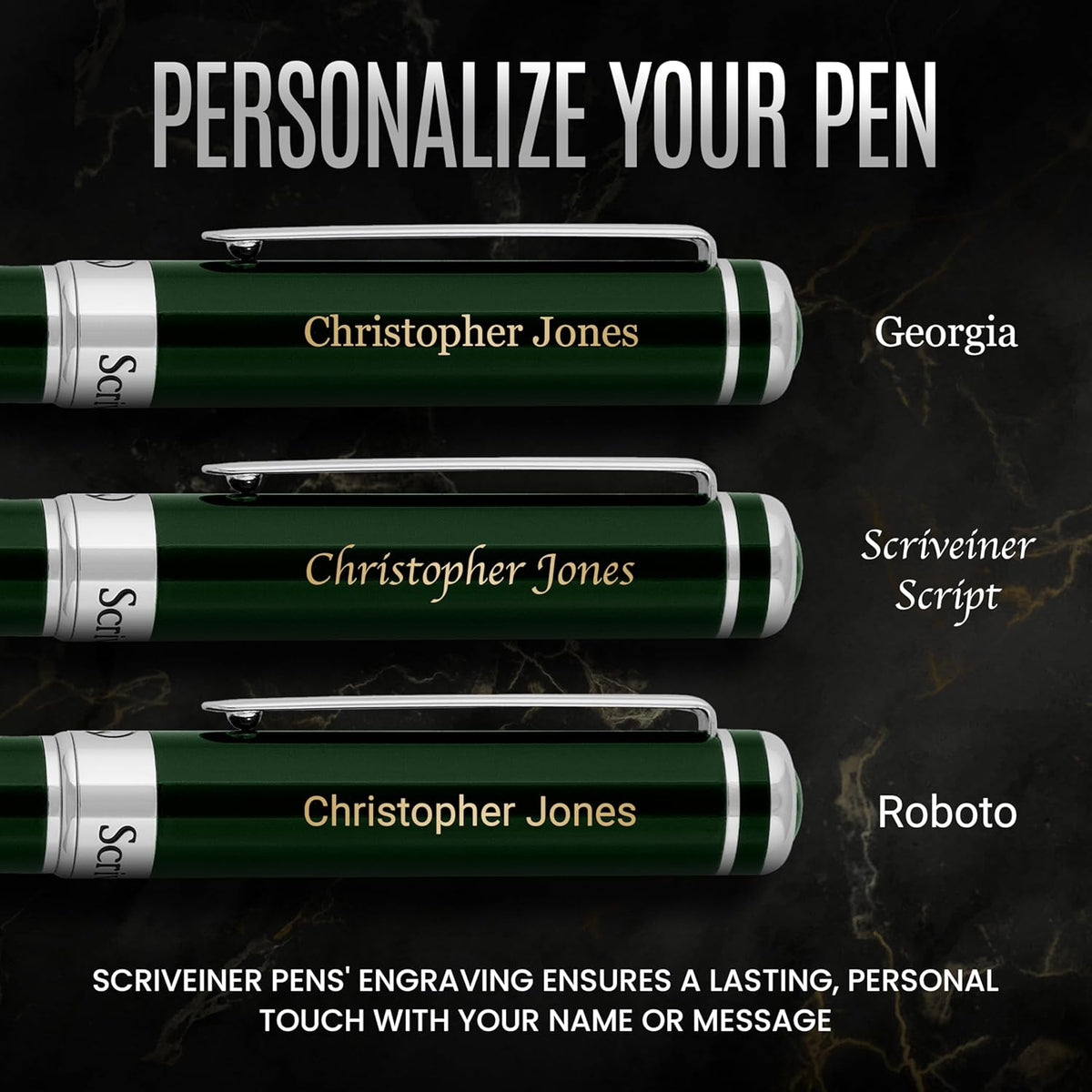 Scriveiner Personalized British Racing Green Pen - Stunning Green Lacquer Luxury Pen w/Chrome