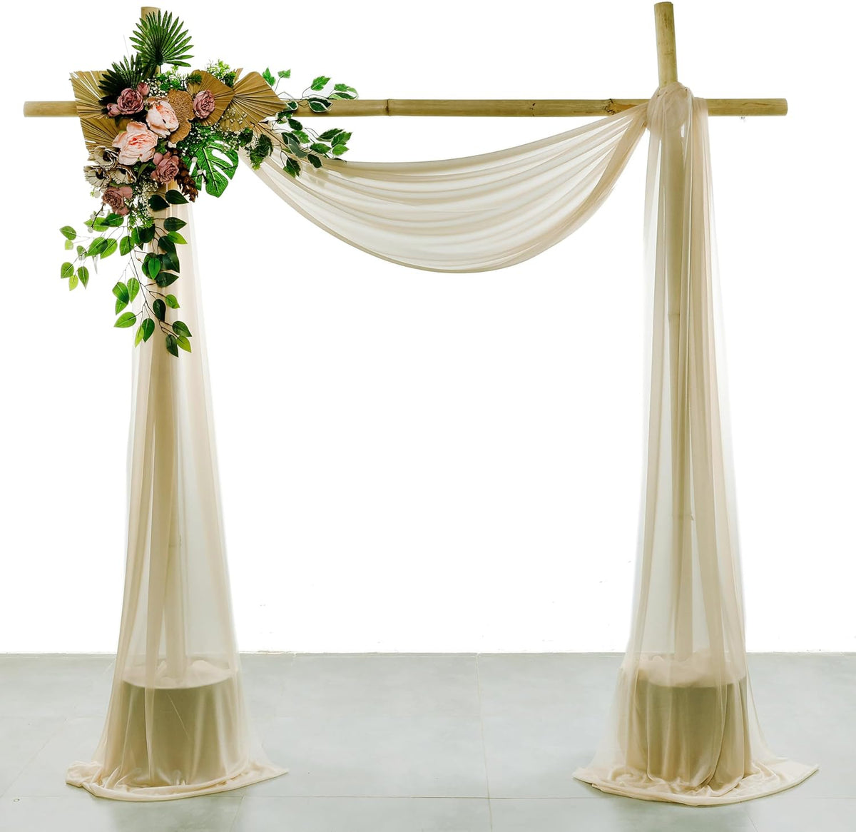 VDS Pack of 2 Panel (30 Inch X 30 Feet) Wedding Arch Draping Fabric Sheer Chiffon Fabric Drapery