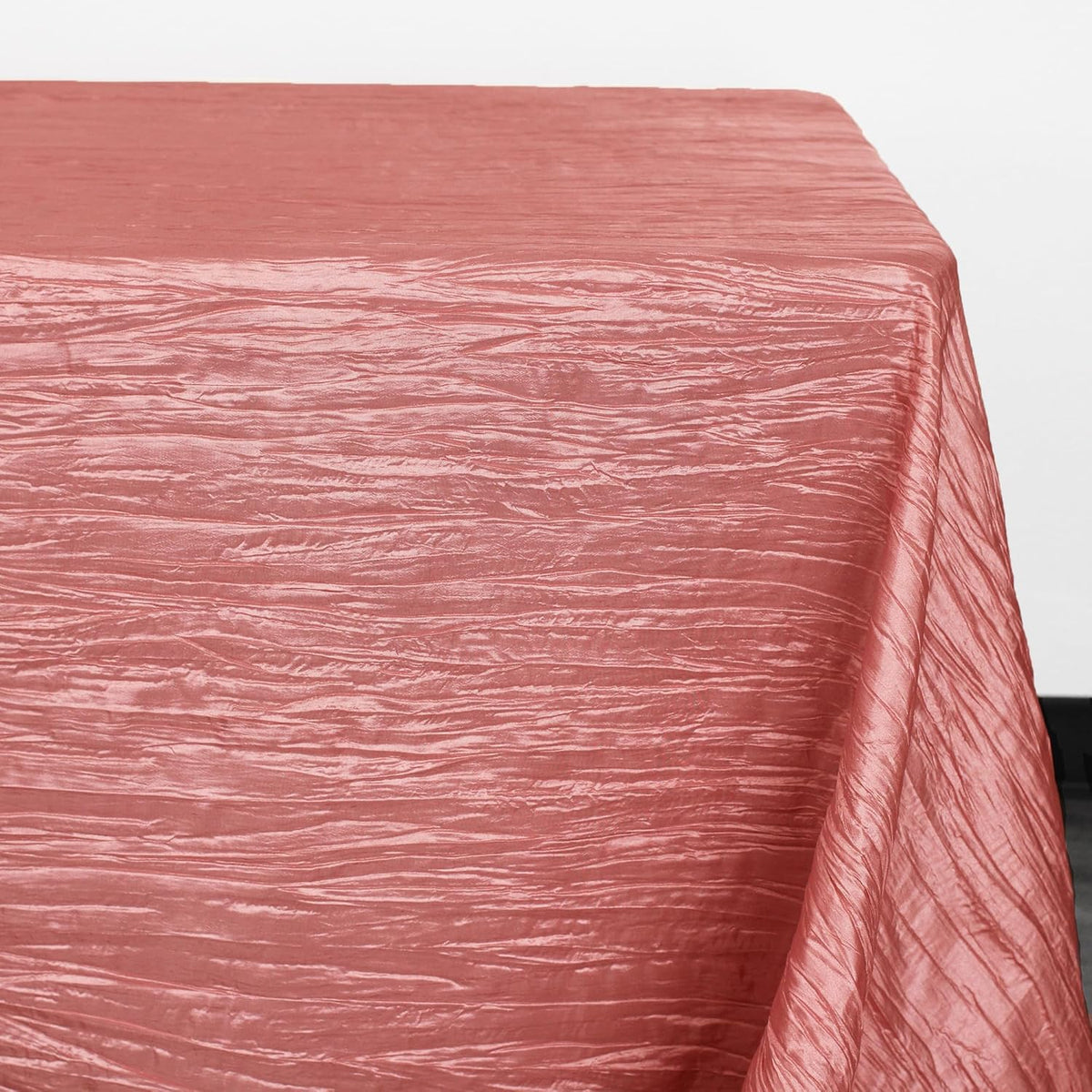 YOUR CHAIR COVERS - 90 x 132 inch Rectangular Crinkle Taffeta Tablecloth - Coral, Rectangle Table