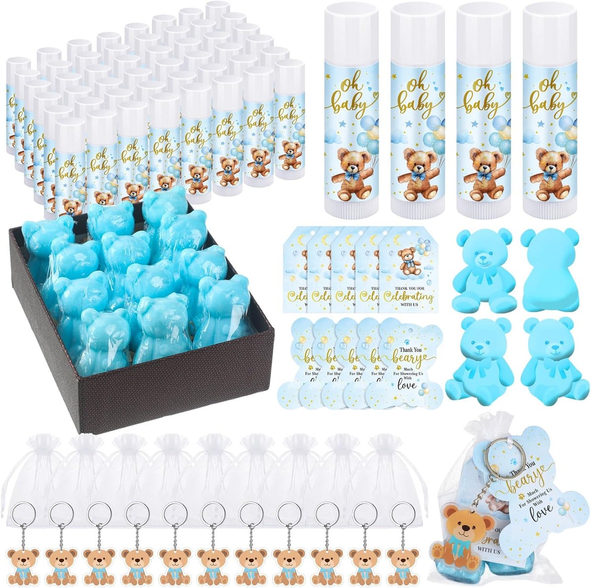 288 Baby Shower Favors Baby Shower Gifts Bulk Lip Balms Soaps Keychains Organza Bags Guest