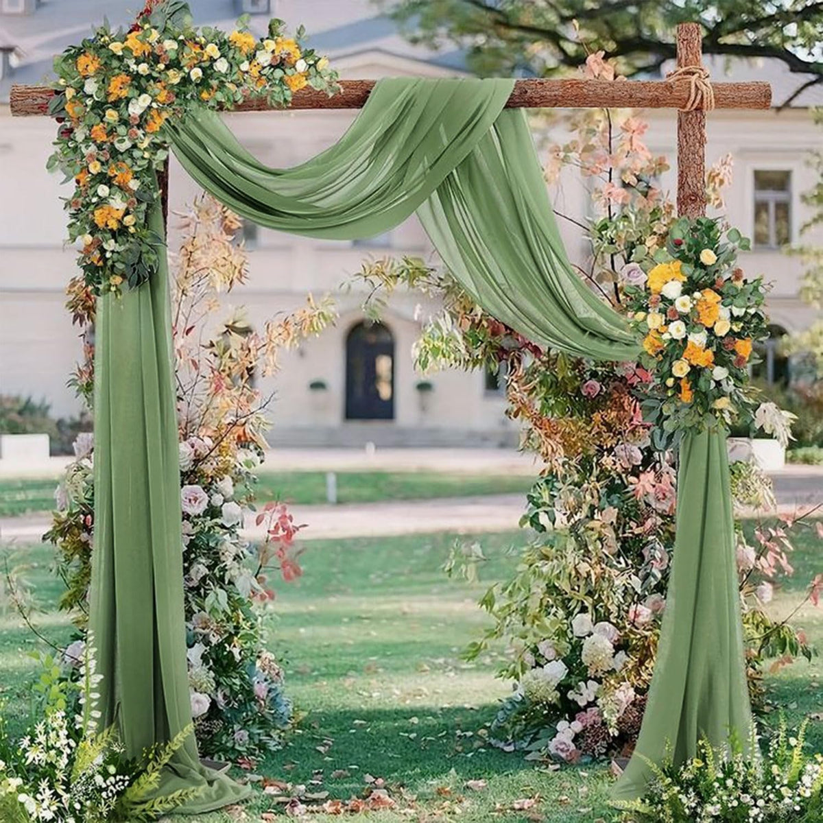 Wedding Arch Draping Fabric 2 Panels 20Ft length x 28" width Sage Green Arch Drapes Chiffon Fabric