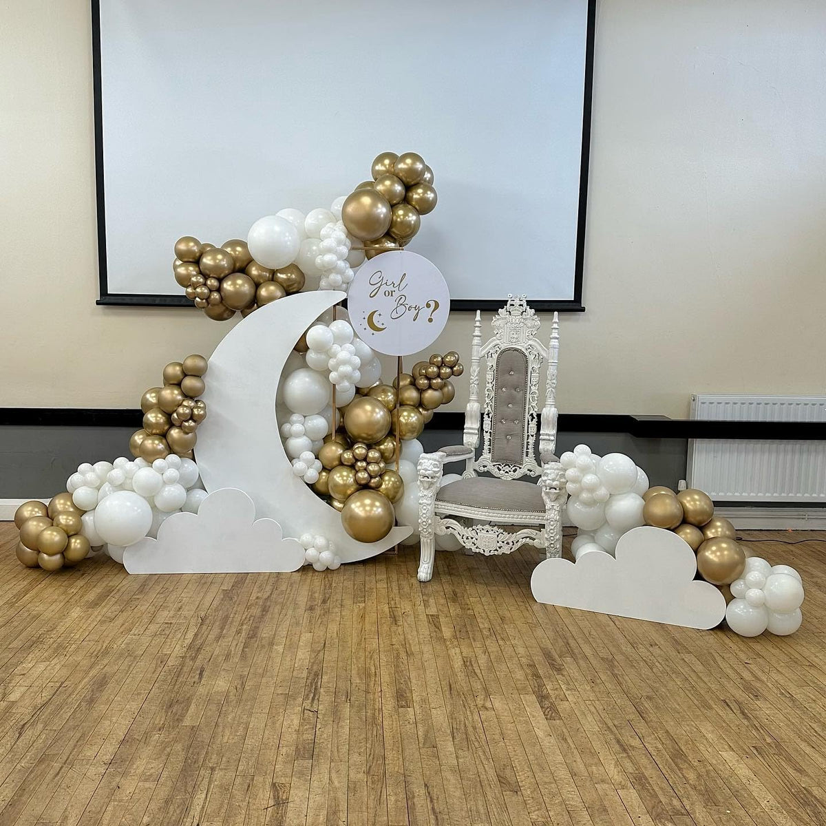 White and Gold Balloons Arch Kit, 124pcs White Gold Confetti Metallic Latex Balloons Arch for