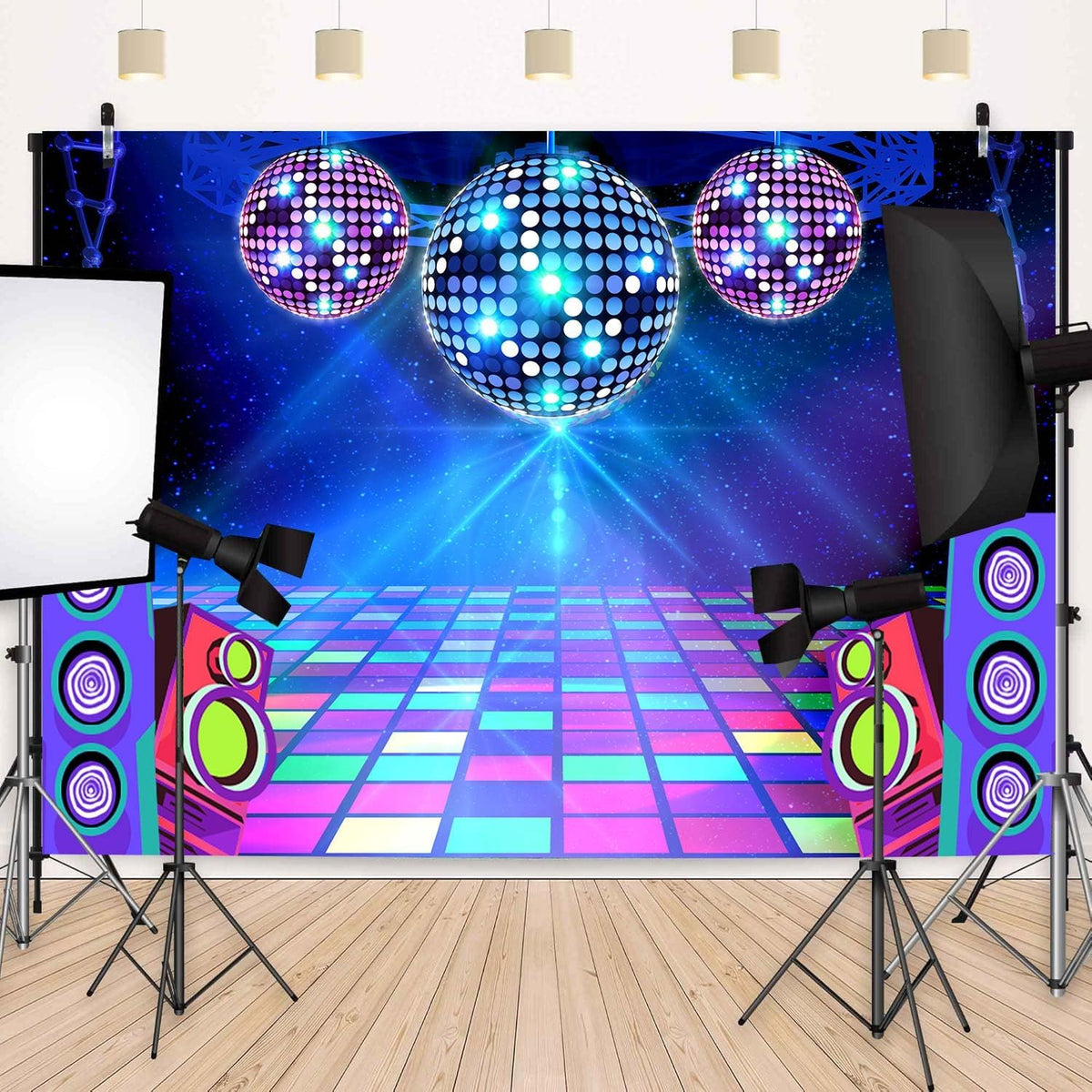 Dance Party Backdrop Retro 80s 90s Theme Stage Dance Ball Music Birthday Party Decoration DJ