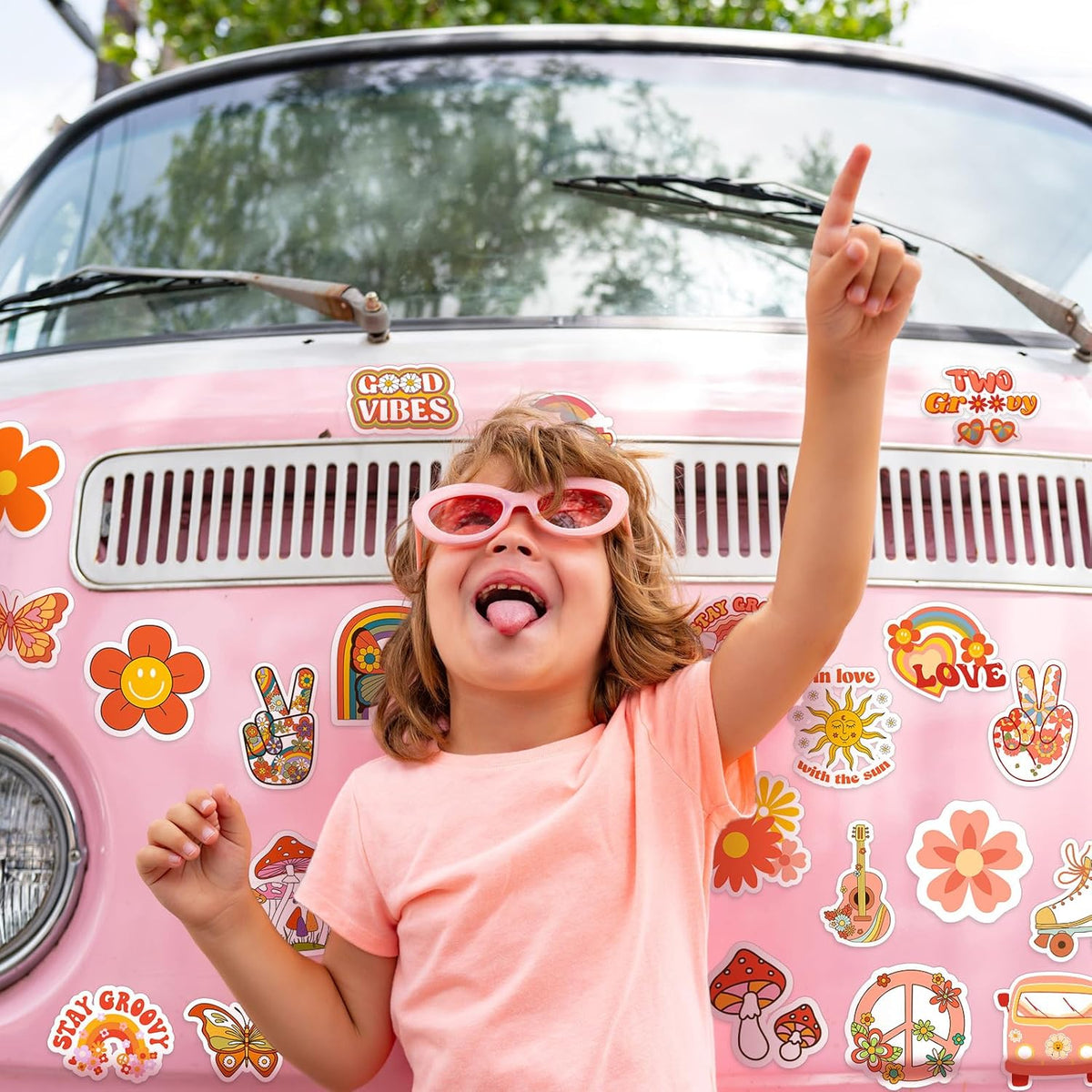 25 Pieces Hippie Car Flower Magnet Groovy Boho Flower Refrigerator Magnets Retro Magnetic Hippie