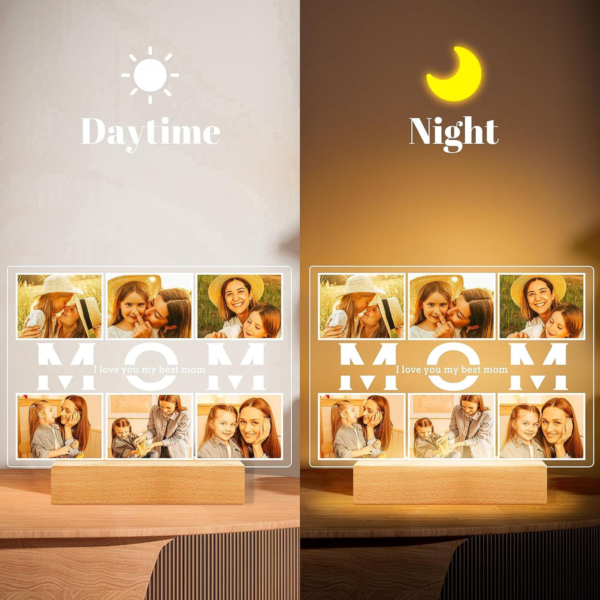 Personalized Birthday Gifts for Mom from Daughter Son, Custom Collage Picture Frames with Photos