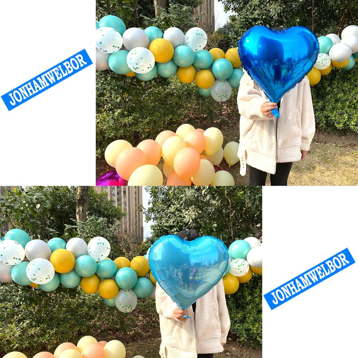 Jonhamwelbor 20Pcs 18 inch Royal Blue and Light Blue Foil Mylar Heart Shape Balloons Decorations