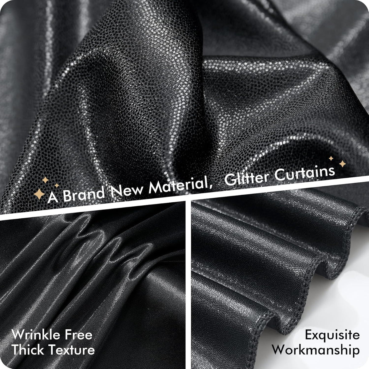20ftx10 ft Black Glitter Sequin Backdrop Curtain for Parties, Wrinkle Free Sparking Backdrop