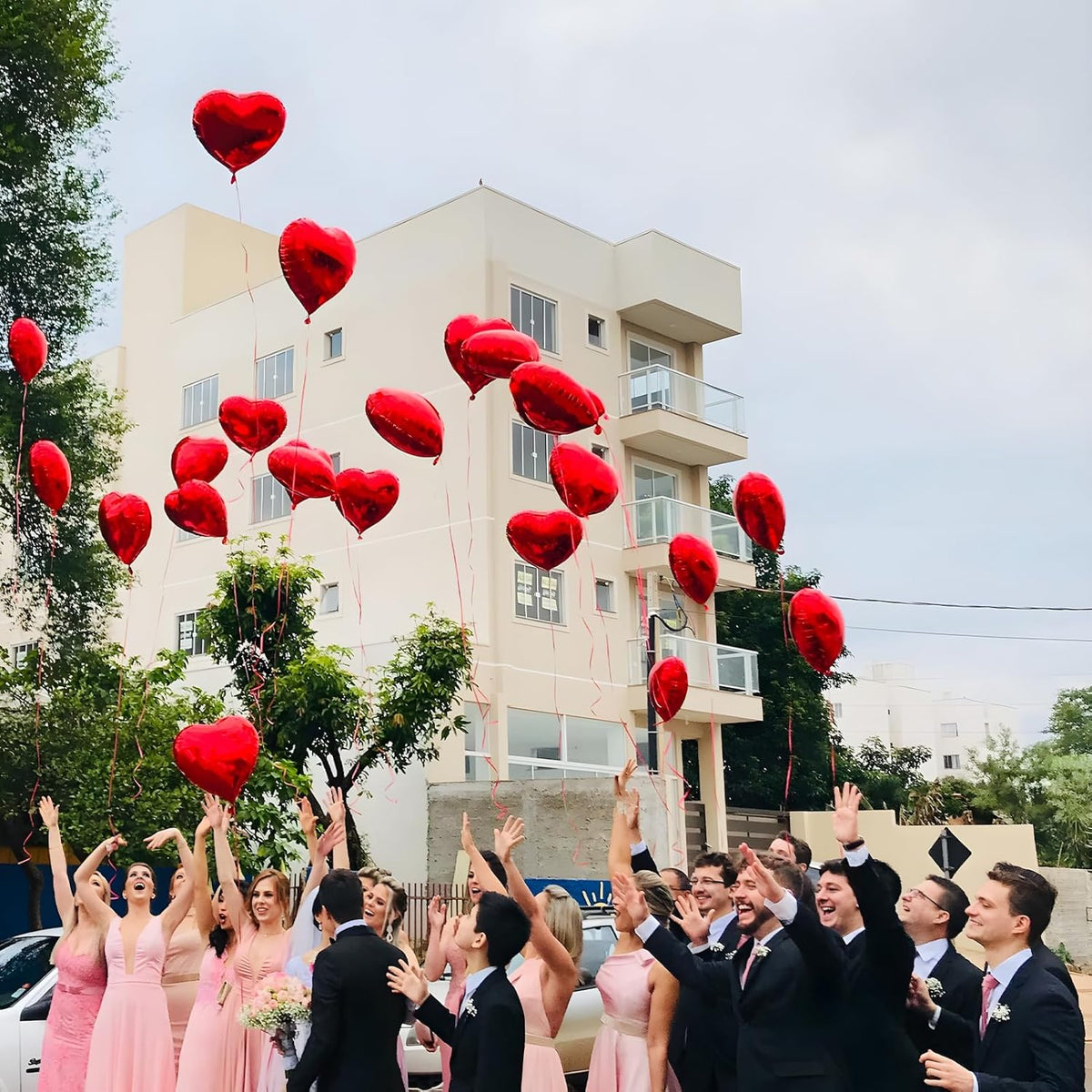 Red Heart Ballloons,18 Inch Bright R Foil Love Heart Shaped Balloons 12Pcs Red love balloon for