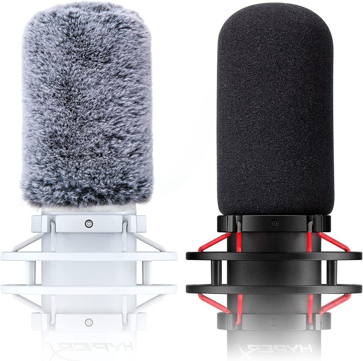 Microphone Windscreen Pop Filter Compatible with HyperX QuadCast - Mic Foam Cover with Furry