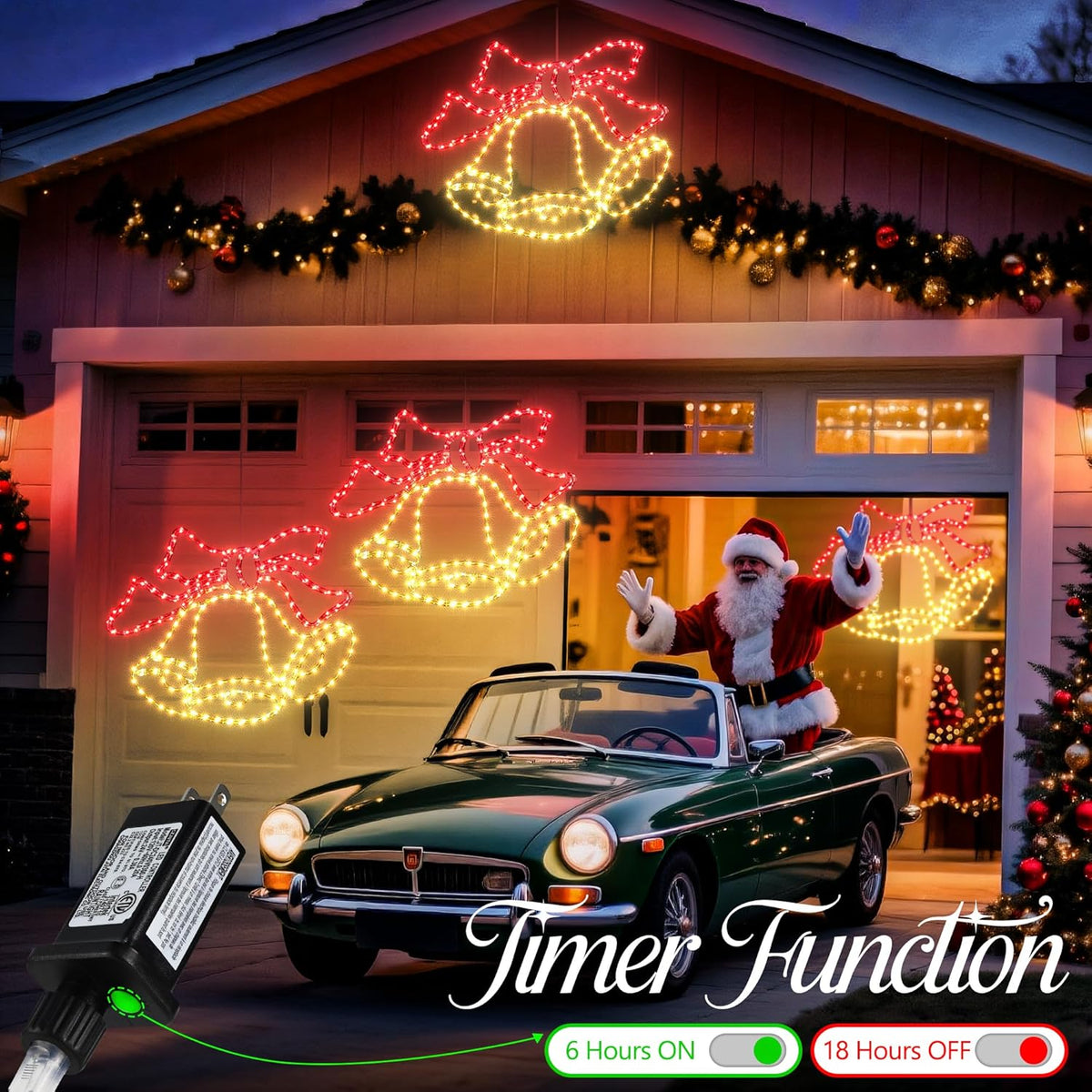 Christmas 33'' Large Bell Lights Decoration - 297LED Outdoor Waterproof Christmas Lights Large Bell