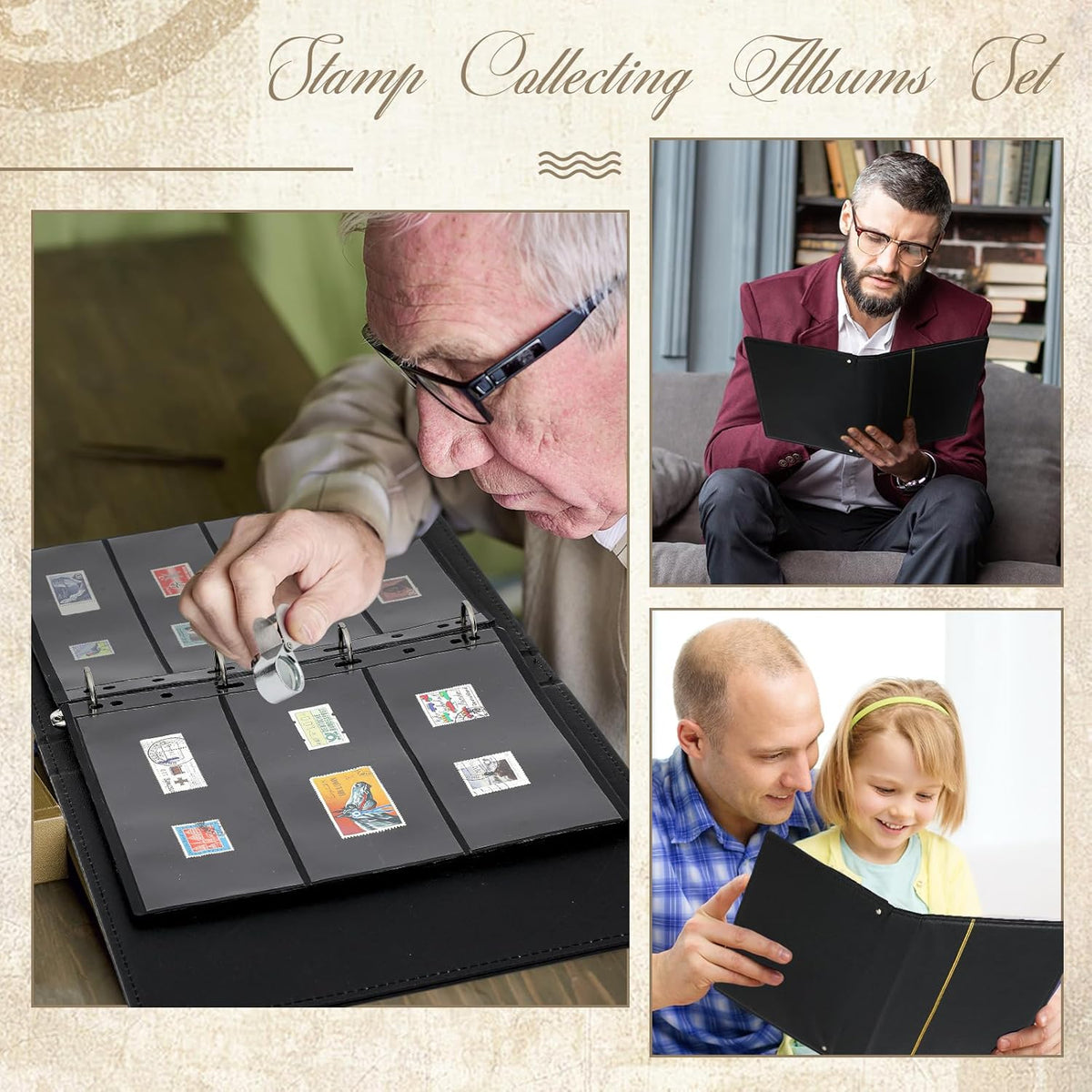 Lewtemi Stamp Collecting Albums Set Stamp Collection Book Include 20 Pages Album Binder Tweezer and