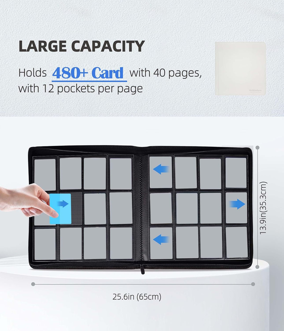 12 Pockets Premium Card Binder 480 Cards Trading Card Binders Side Load Card Storage Display